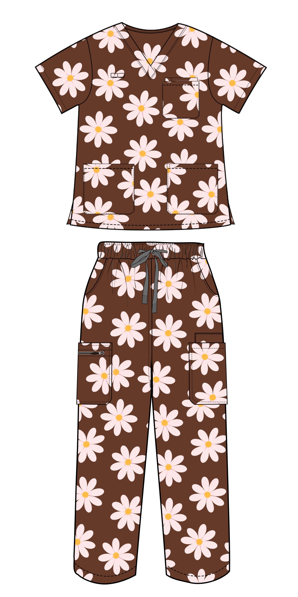 MOCHA DAISY SCRUB SET